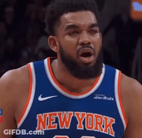 A Basketball Player For The New York Knicks Is Making A Face GIF