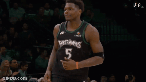 A Basketball Player For The Timberwolves Wears A Number 5 Jersey GIF