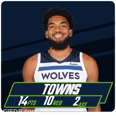 A Basketball Player For The Wolves Towns Has 14 Points And 10 Reb GIF