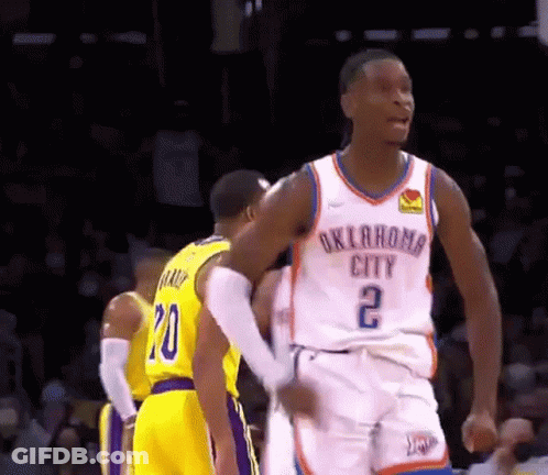 A Basketball Player From Oklahoma City Is Talking To Another Player GIF