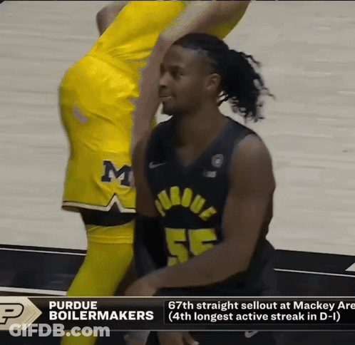 A Basketball Player From The Purdue Boilermakers Is Shown GIF
