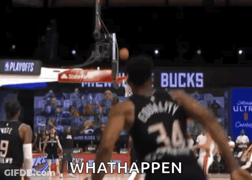 A Basketball Player In A Black Jersey With The Number 36 On The Back GIF