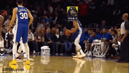 A Basketball Player In A Blue Jersey With The Number 30 On It GIF