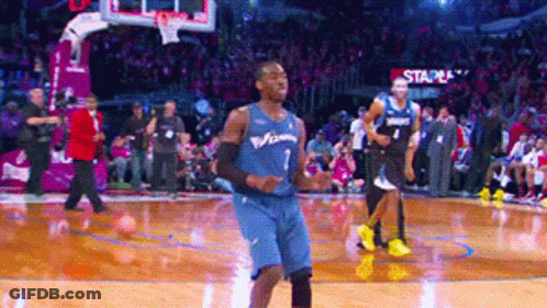 A Basketball Player In A Blue Jersey With The Number 7 On It GIF