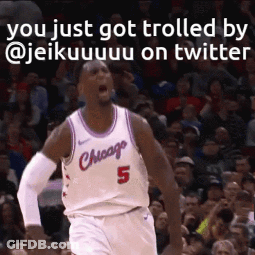 A Basketball Player In A Chicago Jersey Is Yelling In Front Of A Crowd GIF