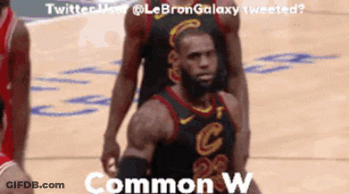A Basketball Player In A Cleveland Cavaliers Uniform Stands On The Court GIF
