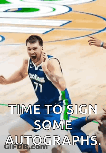 A Basketball Player In A Dallas Jersey Celebrates On The Court GIF