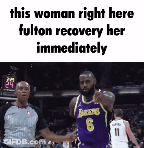 A Basketball Player In A Lakers Jersey Shakes Hands With The Referee GIF