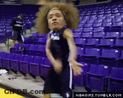 A Basketball Player In A Purple Uniform Is Dancing GIF
