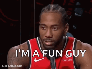A Basketball Player In A Red Jersey Is Saying `` I 'M A Fun Guy '' GIF
