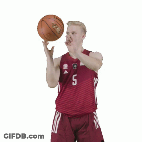 A Basketball Player In A Red Jersey With The Number 5 On It GIF