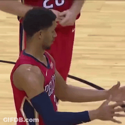 A Basketball Player In A Red Jersey With The Number 5 On It GIF