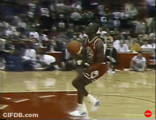A Basketball Player In A Red Jersey With The Number 5 On It GIF