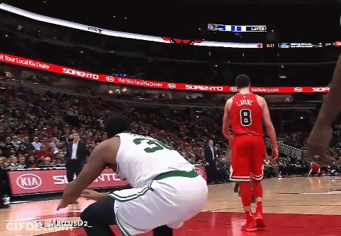 A Basketball Player In A Red Jersey With The Number 8 On The Back GIF