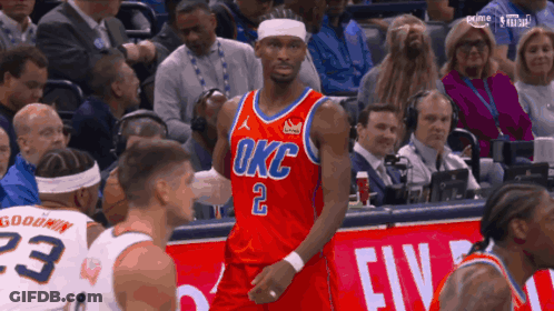 A Basketball Player In A Red Okc Jersey GIF