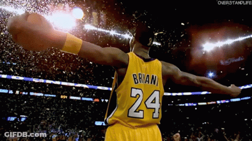 A Basketball Player In A Yellow Jersey With The Number 24 On The Back GIF