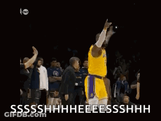 A Basketball Player In A Yellow Jersey With The Number 6 On It . GIF