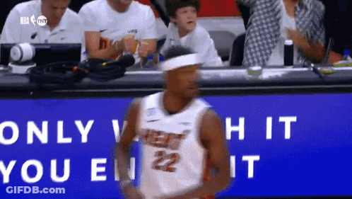 A Basketball Player In Front Of A Sign That Says Only Hit You GIF