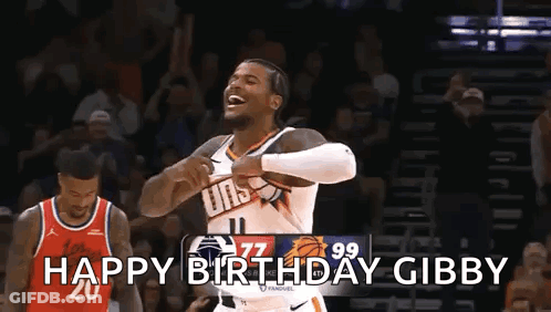 A Basketball Player Is Celebrating His Birthday While Playing A Game . GIF