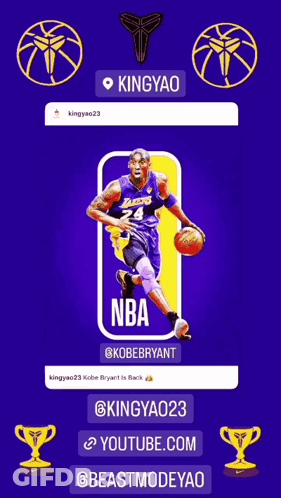 A Basketball Player Is Dribbling A Basketball On A Purple And Yellow Background GIF