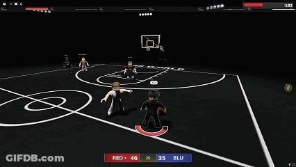 A Basketball Player Is Dribbling The Ball While Another Player Tries To Block Him . GIF