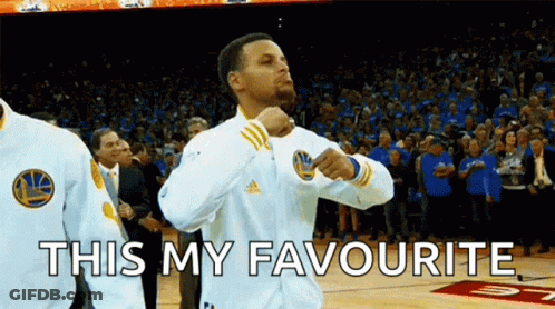 A Basketball Player Is Giving A Fist Bump In Front Of A Crowd And The Words `` This My Favourite '' . GIF