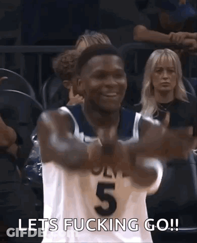 A Basketball Player Is Giving A Thumbs Up And Says Let 'S Fucking Go . GIF