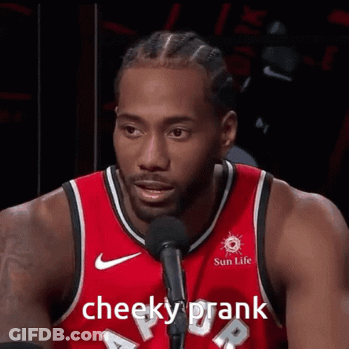 A Basketball Player Is Talking Into A Microphone And The Words Cheeky Prank Are Visible GIF
