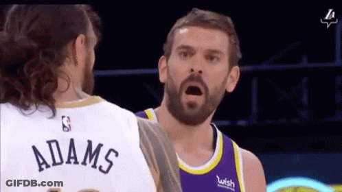 A Basketball Player Named Adams Is Talking To Another Basketball Player GIF