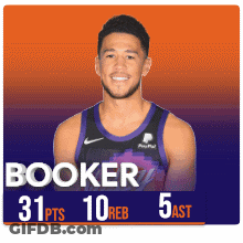 A Basketball Player Named Booker Has 31 Points And 10 Rebounds GIF
