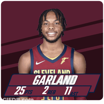 A Basketball Player Named Garland Has 25 Points And 11 Rebounds GIF