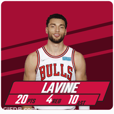 A Basketball Player Named Lavine Is Wearing A Bulls Uniform GIF