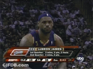 A Basketball Player Named Lebron James Stands In Front Of A Crowd During A Game GIF