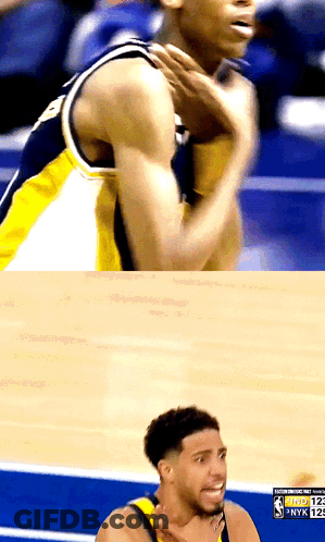 A Basketball Player 'S Face Is Shown In Front Of A Scoreboard That Says Find 122 Nyk 125 GIF