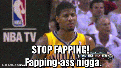 A Basketball Player Stands In Front Of A Crowd And Says " Stop Fapping " GIF