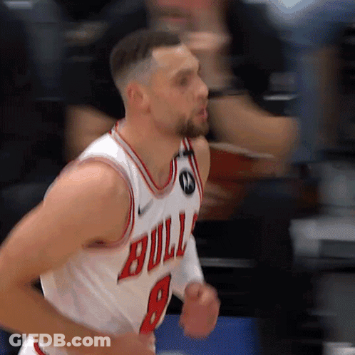 A Basketball Player Wearing A Bulls Jersey Number 8 GIF