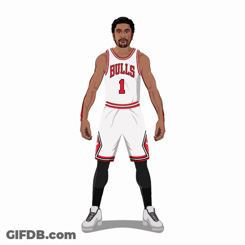 A Basketball Player Wearing A Bulls Jersey With The Number 1 On It GIF