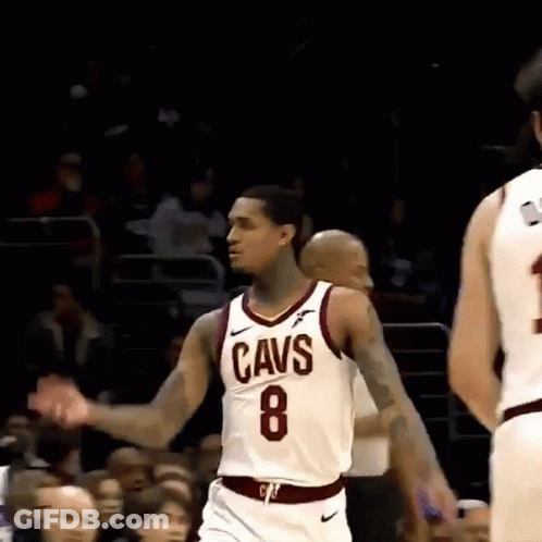 A Basketball Player Wearing A Cavs Jersey With The Number 8 GIF