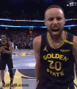 A Basketball Player Wearing A Golden State 30 Jersey Stands On The Court GIF