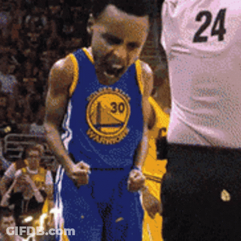 A Basketball Player Wearing A Golden State Warriors Jersey With The Number 30 On It GIF