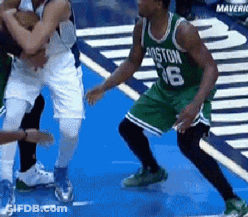 A Basketball Player Wearing A Green Jersey With The Number 16 GIF