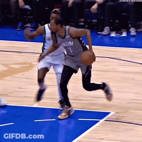 A Basketball Player Wearing A Jersey That Says Brooklyn GIF