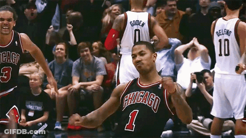 A Basketball Player Wearing A Jersey That Says Chicago 1 GIF