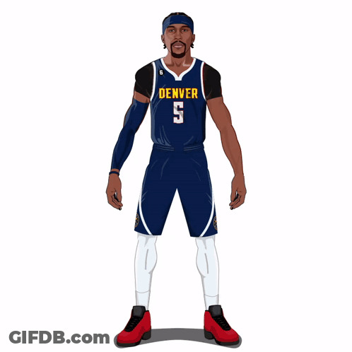 A Basketball Player Wearing A Jersey That Says Denver On It GIF