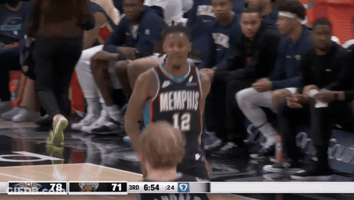 A Basketball Player Wearing A Jersey That Says Memphis GIF