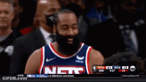 A Basketball Player Wearing A Jersey That Says Nets GIF