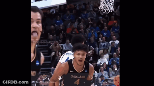 A Basketball Player Wearing A Jersey That Says Oakland 3 GIF