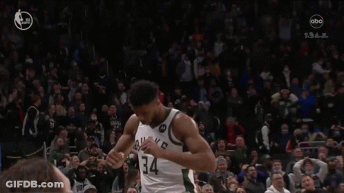 A Basketball Player Wearing A Jersey With The Word Bucks On It GIF
