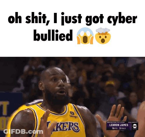 A Basketball Player Wearing A Lakers Jersey Is Being Bullied GIF