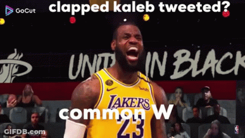 A Basketball Player Wearing A Lakers Jersey Is Screaming GIF